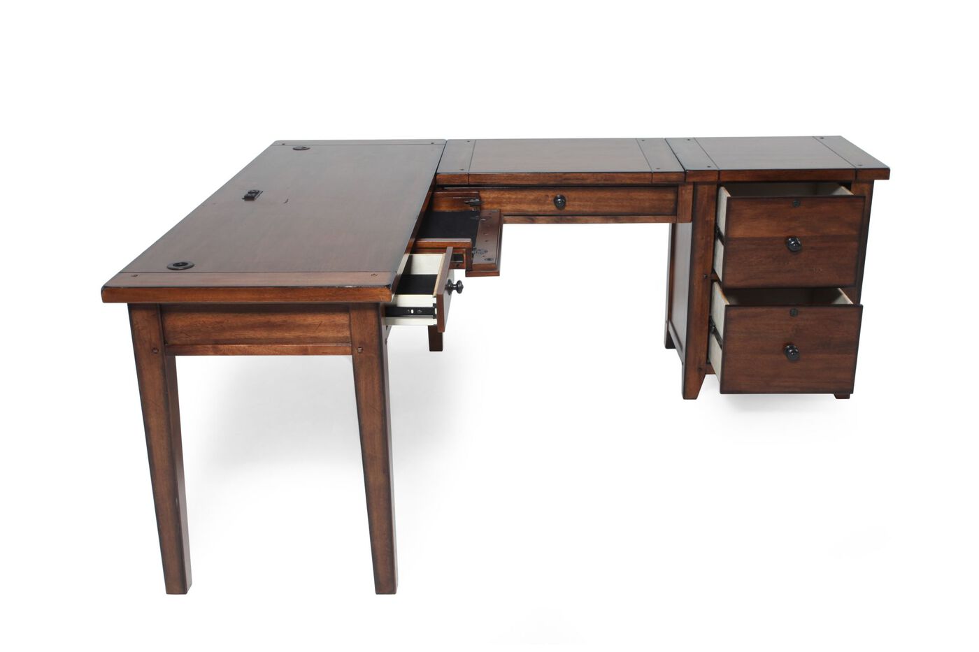 Aspen Cross Country Modular LDesk with File Mathis Brothers Furniture